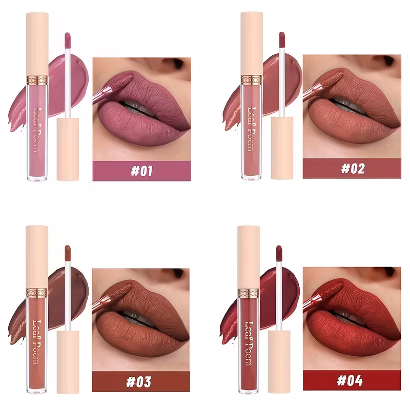 ensemble de 8 rouges à lèvres mats - waterproof, non collant, , brillant à lèvres en de , rose, violet et rouge avec squalane végétal Détails du produit 3