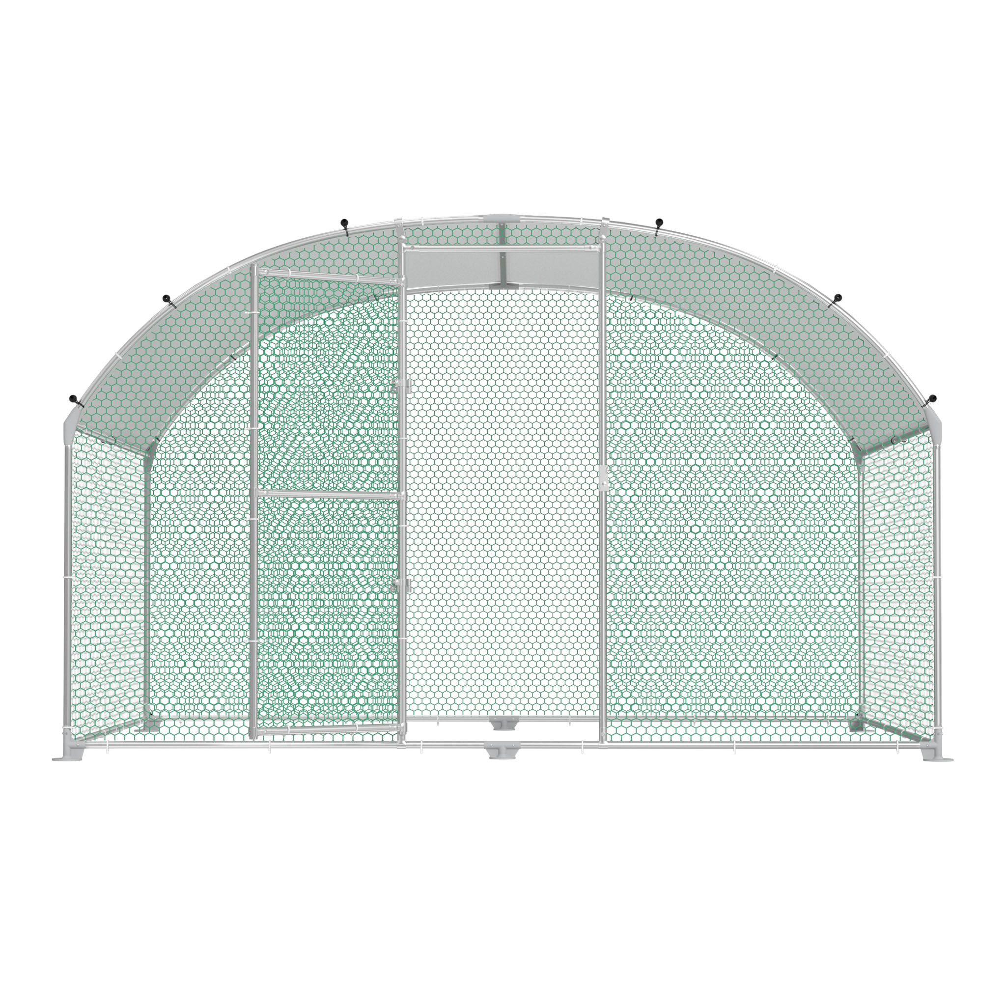 Chicken Coop 300x200x185cm Free-range Enclosure Cages Small Animal Coop Galvanized Steel Chicken Cage Poultry Coop Aviary With Pe Roof Outdoor Enclosure With Lock Poultry Coop, Dome Roof