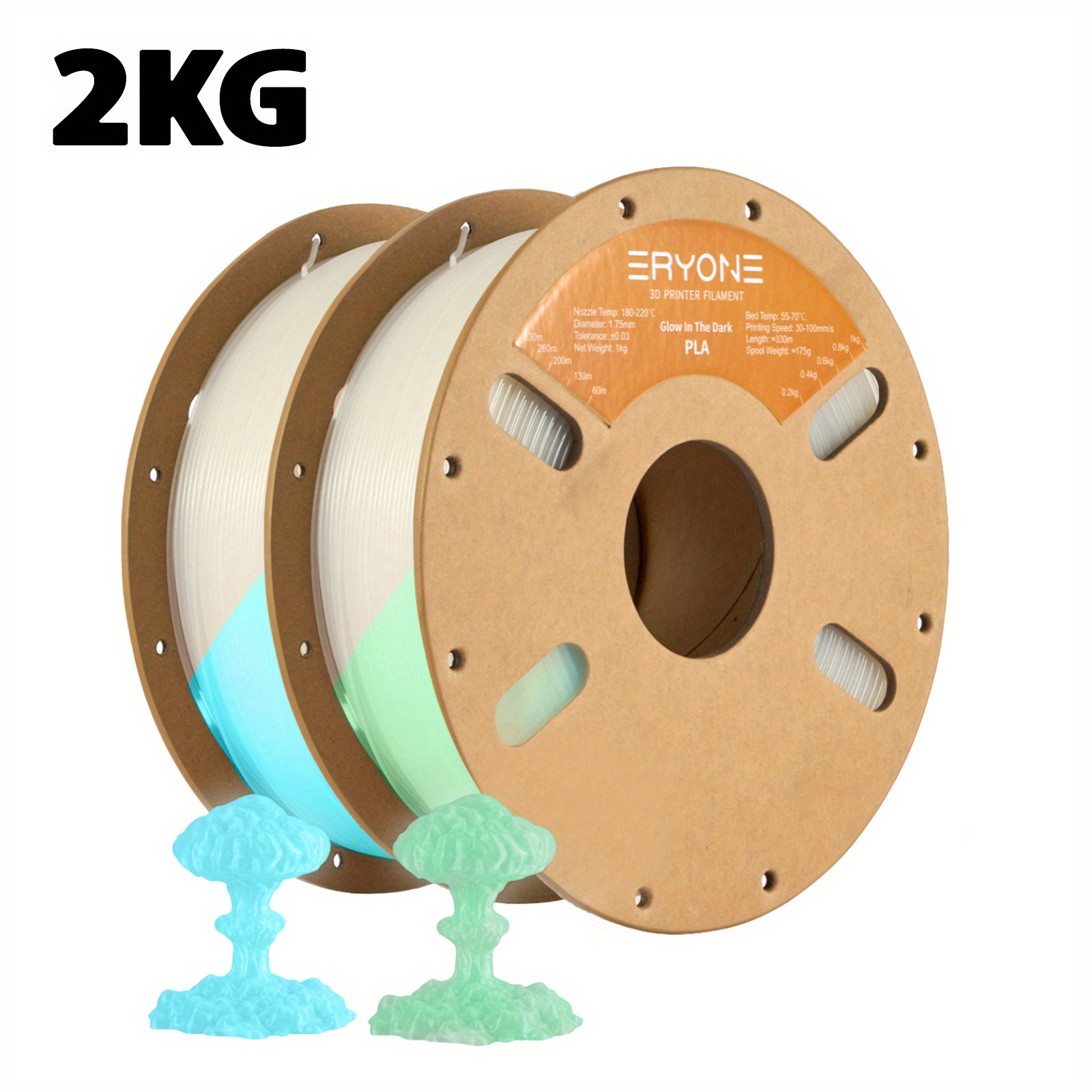 Eryone Glow In The Dark Pla Filament, 3d Printing Material 1.75mm +/- 0.03mm With Color Options