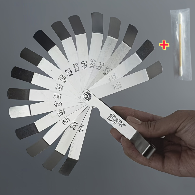 Tool For Adjusting Motorcycle Engine Valve Screws, Including A Cleaning Rod For Valve And A Feeler Gauge Ranging From 0.005 To 0.020 Inches
