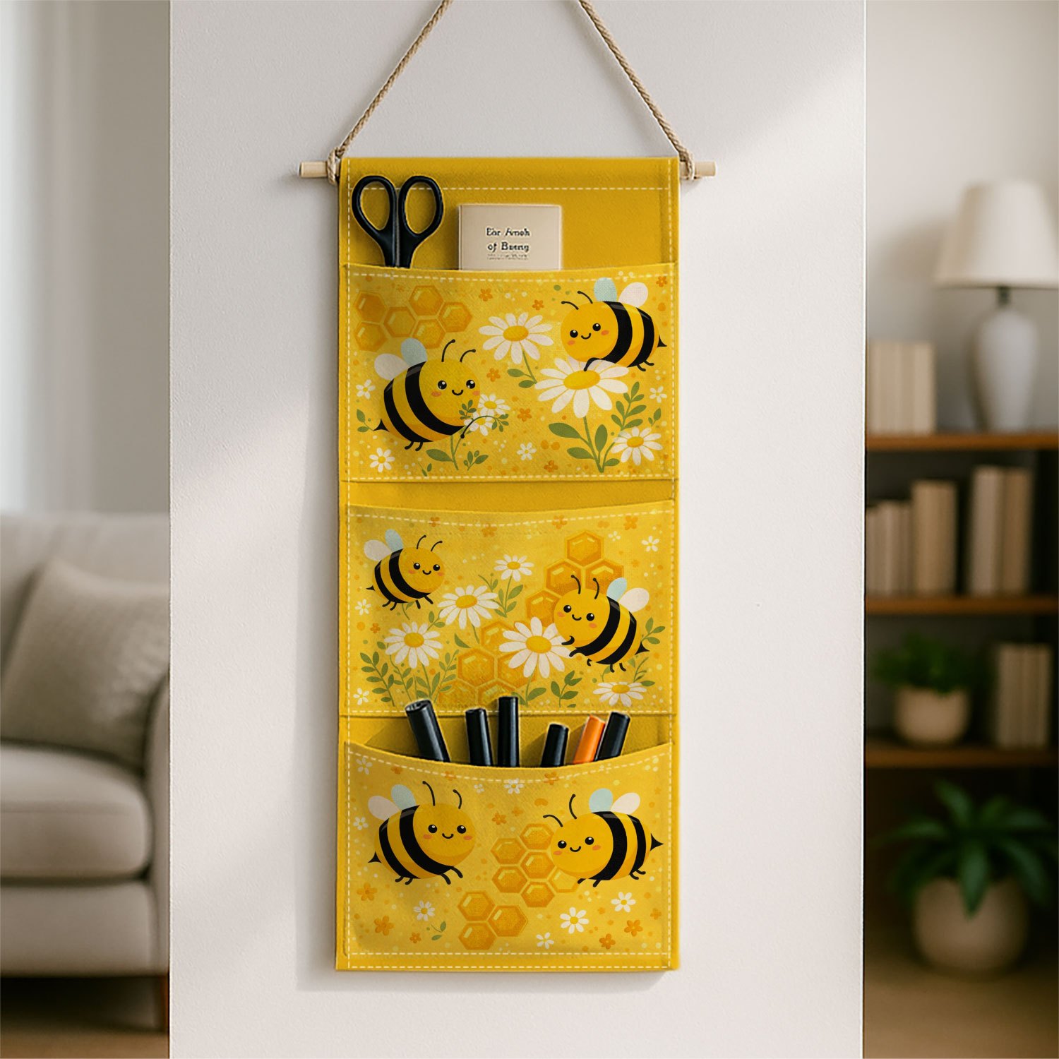 TEMU 2d Printed 1pc And Daisy Wall Pocket Organizer Nursery And Bedroom Decoration