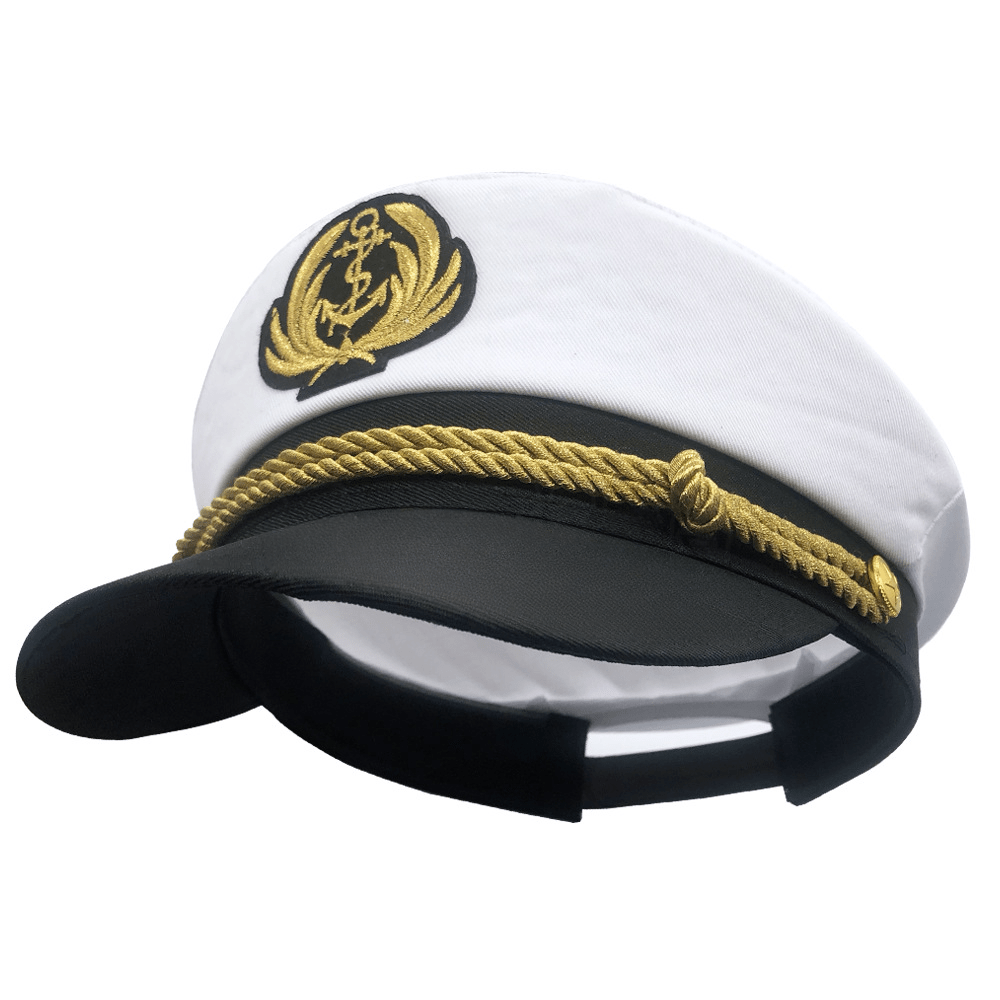 Image of 1pc Flat Top White Uniform Hat | Male Sailor Captain Hat Cute Cosplay Role Playing Hat Suitable For Party Carnival And Christmas, Halloween And Other Holiday Gifts