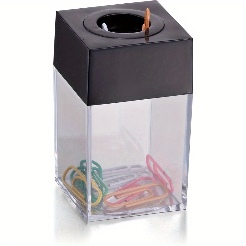 Paper Clip Holder With Magnetic Top Small Clip Dispenser Clear/black Paper Clip Organizer For School, Office, Home And Where Paper Clips Or Small Iron Clips Are Applicable