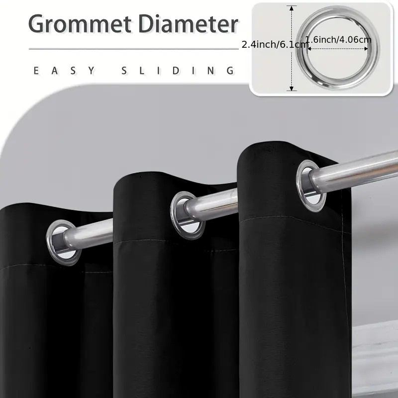 два штора-теплоизолятора, 100% светонепроницаемые, шумопоглощающие, солнцезащитные шторы, затемняющие комнату, из однотонного полиэстера с подкладкой с покрытием, легкие, с верхним отверстием для подвешивания, в современном романтическом минималистичном стиле Детали 11