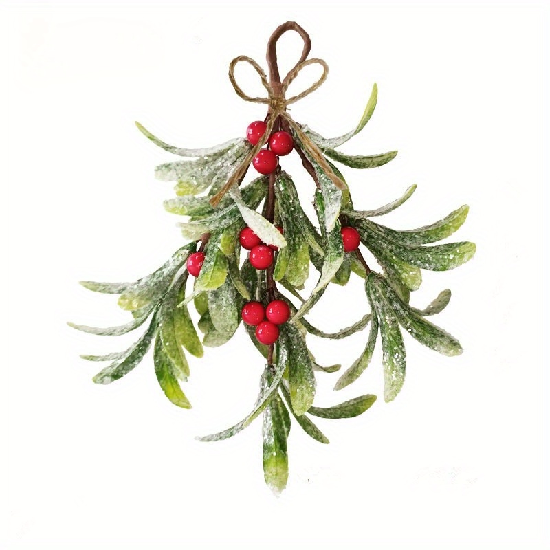 Image of 1pc Classic Christmas Door Hanging Decor - 9" Hemp Rope Wreath With Berry, Xmas Tree, Wedding Party And New Year Decoration