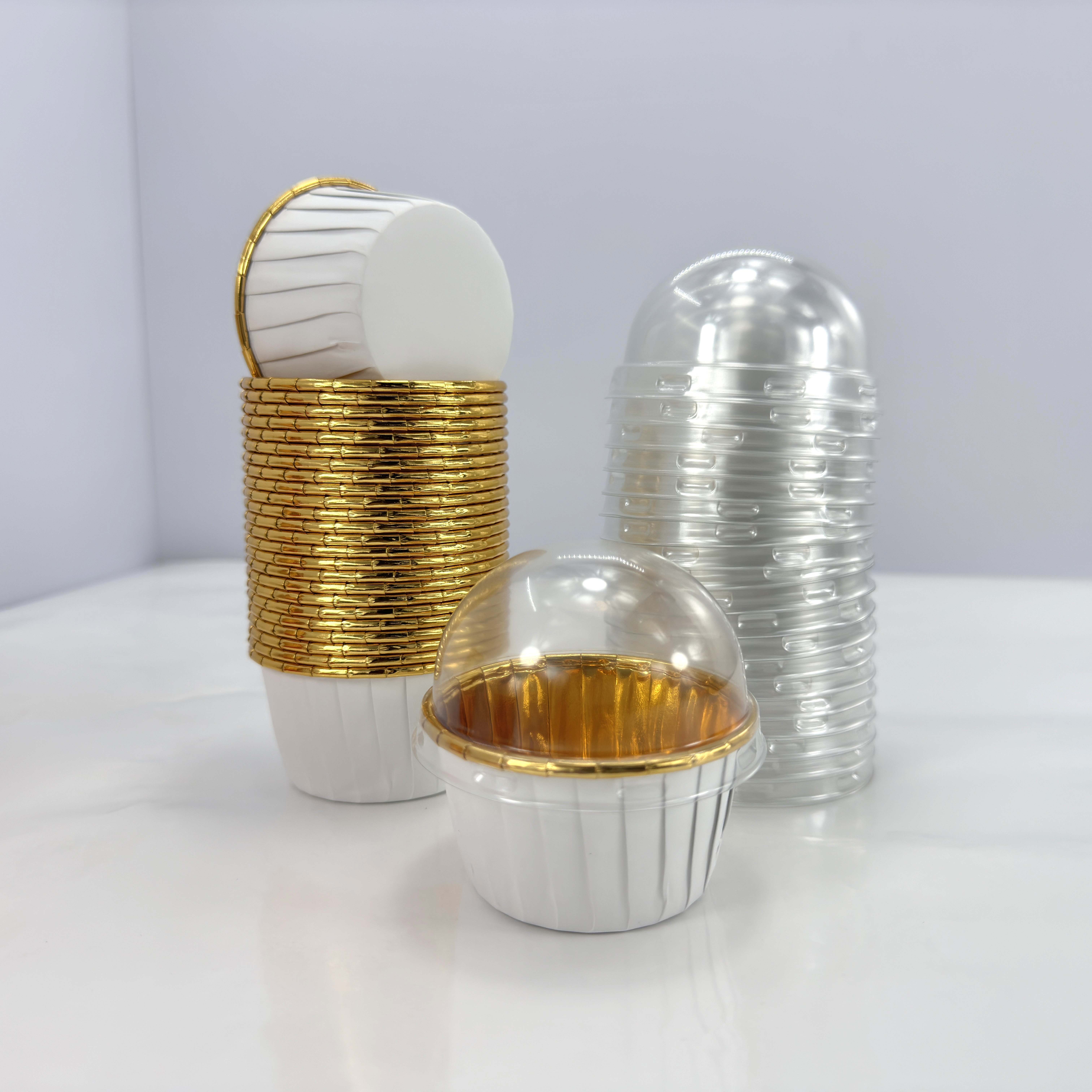 E-shop 49 Stück stylische Backbecher mit/ohne Deckel - Elegante, Antihaftbeschichtung, Dessertdeko, , Ofenbereit