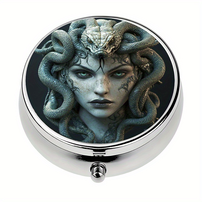 1pc Pill Box With 3 Compartments Medusa Theme Mini Pill Container, Pill Organizer, Unique: retailer-supplied image