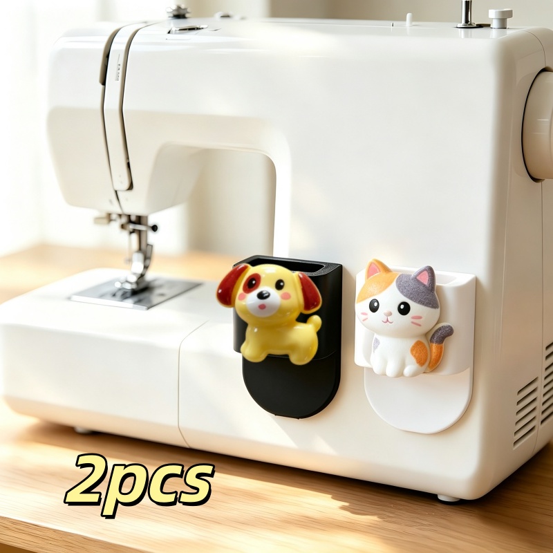 TEMU 2pcs Scissors Storage Box With Cat And Dog Patterns - Plastic Desktop Organizer, Suitable For Desks And Offices, Can Hold Scissors And Tweezers,