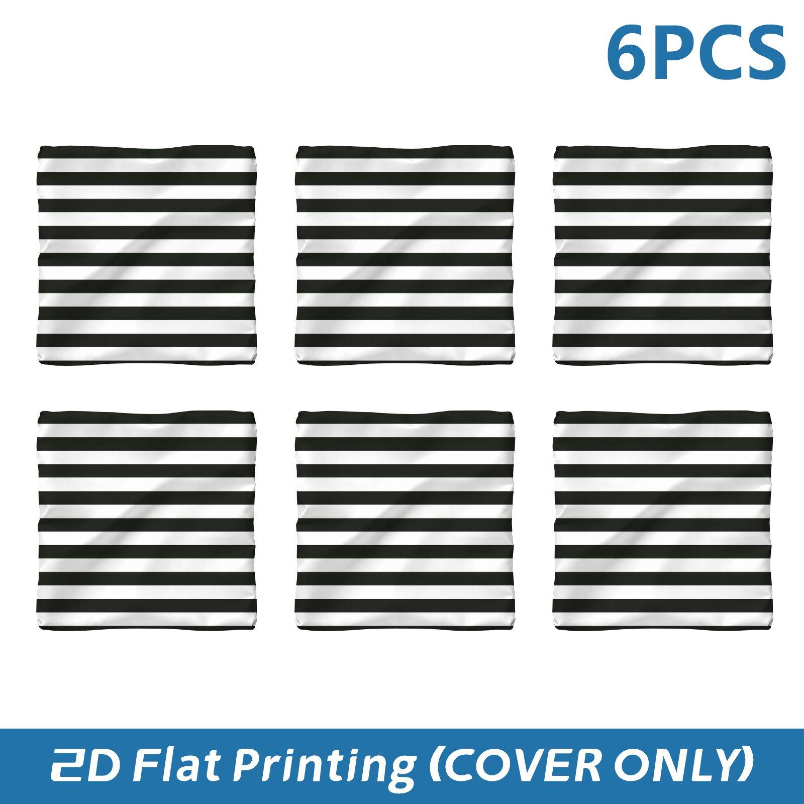 TEMU 6pcs Black White Striped Outdoor Sofa Cover, (cover - Sofa Not Included), Striped Theme, Machine Washable Or Hand Wash, Suitable For Garden,