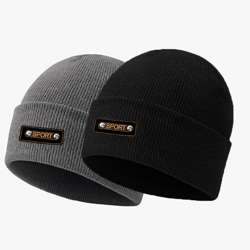 2pcs Thick Warm Knit Beanies, Versatile Outdoor Hats