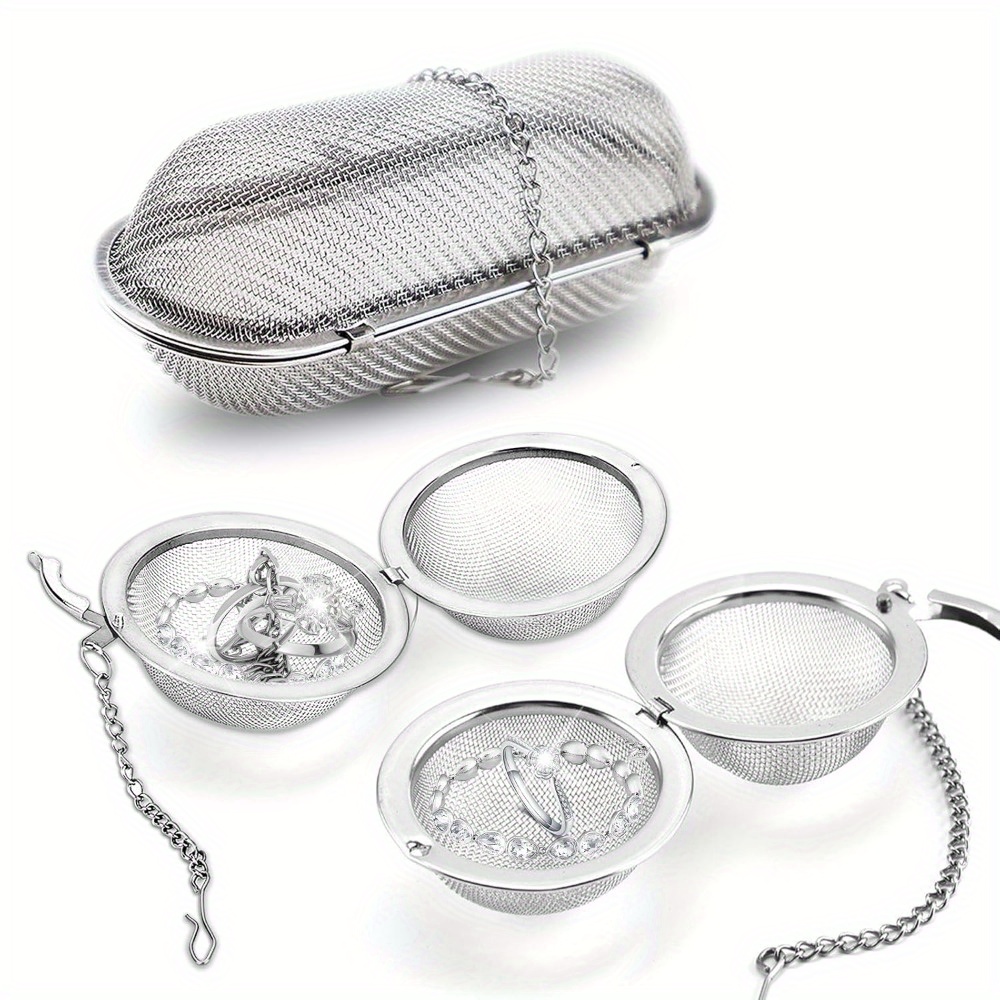 TEMU 3pcs Set Of Stainless Steel Cleaning Baskets, For Ultrasonic Technology Jewelry And Parts Cleaner, Cleaning Baskets