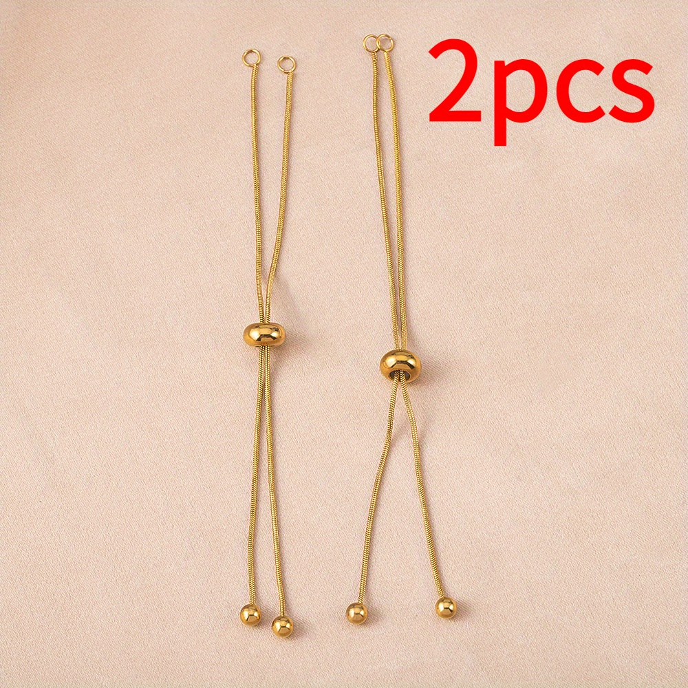 TEMU 2pcs Style Stainless Steel Semi-finished Bracelet Additions Jewelry Chain Decorative Chain Beads Adjusted By Sliding Ends Of The Ring Hanging