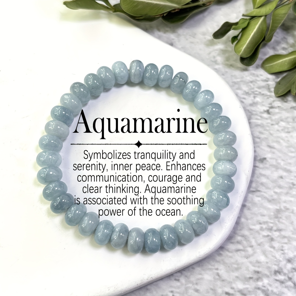 E-shop Muschelarmband Aquamarin-Armband Natürliches Aquamarin Handgefertigtes Perlenarmband Innerer Frieden Klare Kommunikation Angstarmband