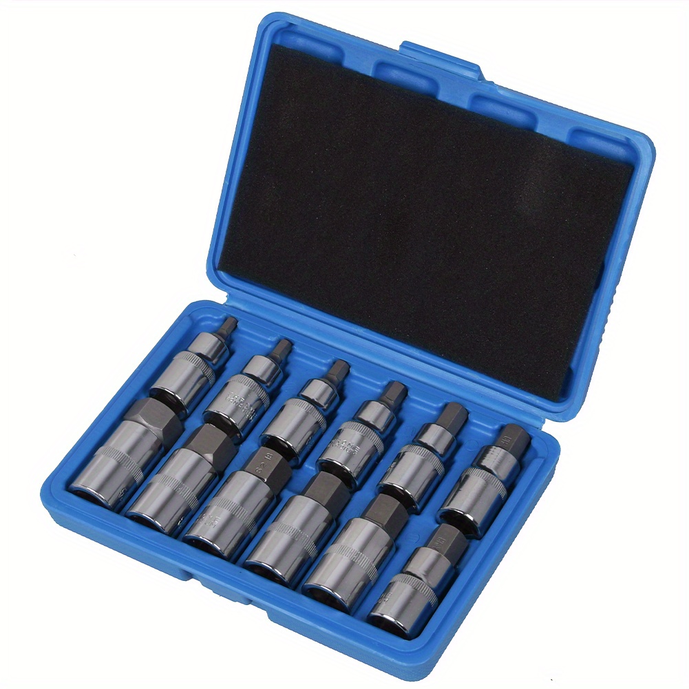 12pcs 1/2" Drive Hex Sockets Allen Key Bit Tool Socket Set