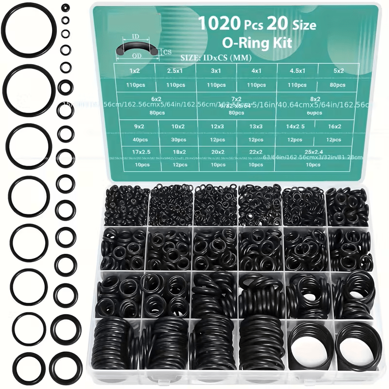 E-shop Ein Set aus 1020 O-Ringen in 20 verschiedenen Größen, hergestellt aus Nitrilgummi, geeignet für Autoreparaturen, Sanitärarbeiten und