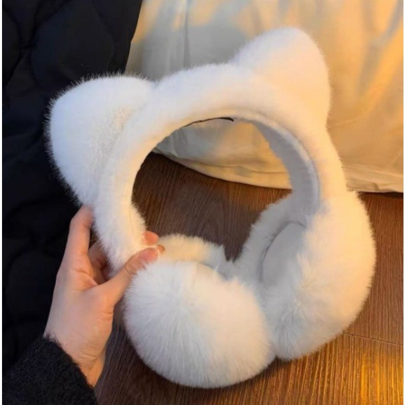 TEMU Women's Winter Cat Ear Muffs, Plush Warm Windproof Earmuffs, Protect Your Ears From Cold Weather, Suitable For Driving, Riding, And Outdoor