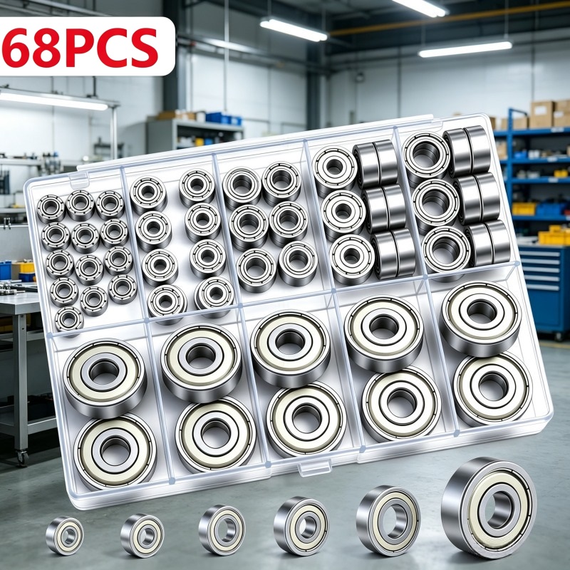 TEMU Kit assortito di 68 cuscinetti a sfera 693ZZ/ 623ZZ/ 624ZZ/ 685ZZ/ 687ZZ/ 627ZZ, cuscinetti piccoli a profonda, per ruote di mobili, a rotelle,