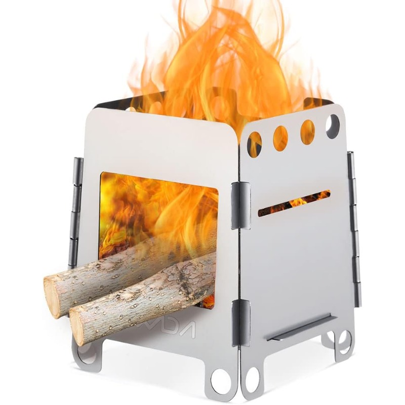 TEMU Portable Firewood Camping Stove And , Foldable Stainless Steel Backpack Stove. Light And Compact. Suitable For Camping, Hiking, Survival,