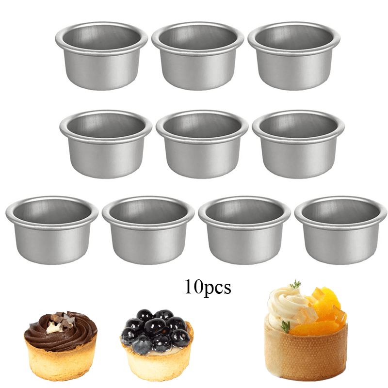 TEMU 10pcs Aluminum Mini Baking Cups - Small Reusable Brownie Pudding And Cake Baking Tools, Easy To Release, Scratch-resistant, Weddings, Christmas,
