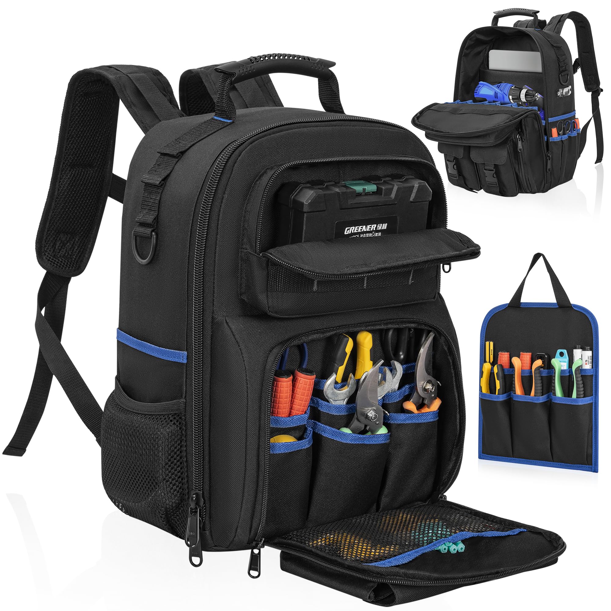 TEMU Tool Backpack For Men, Heavy Duty Tool Bag With Removable Tool Organizer, Durable Water-resistant Work Backpack, Upgrade()