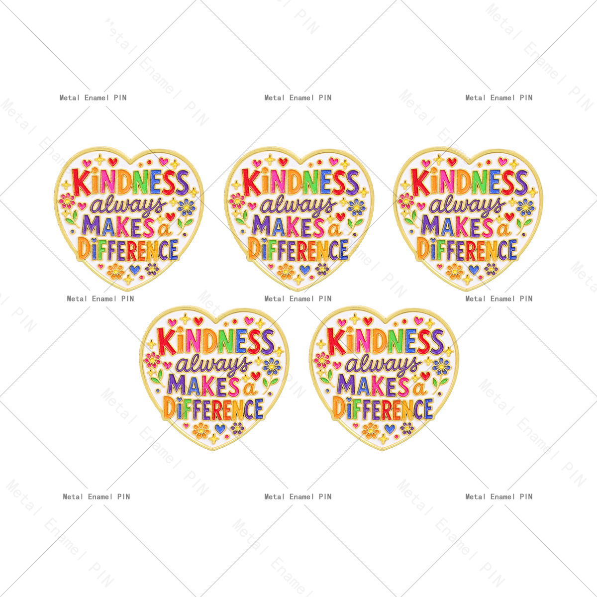 TEMU 5pcs/Set "La fait toujours " Broches émaillées à revers avec positive, Broches décoratives en métal tendance pour sac à dos, sac, veste,