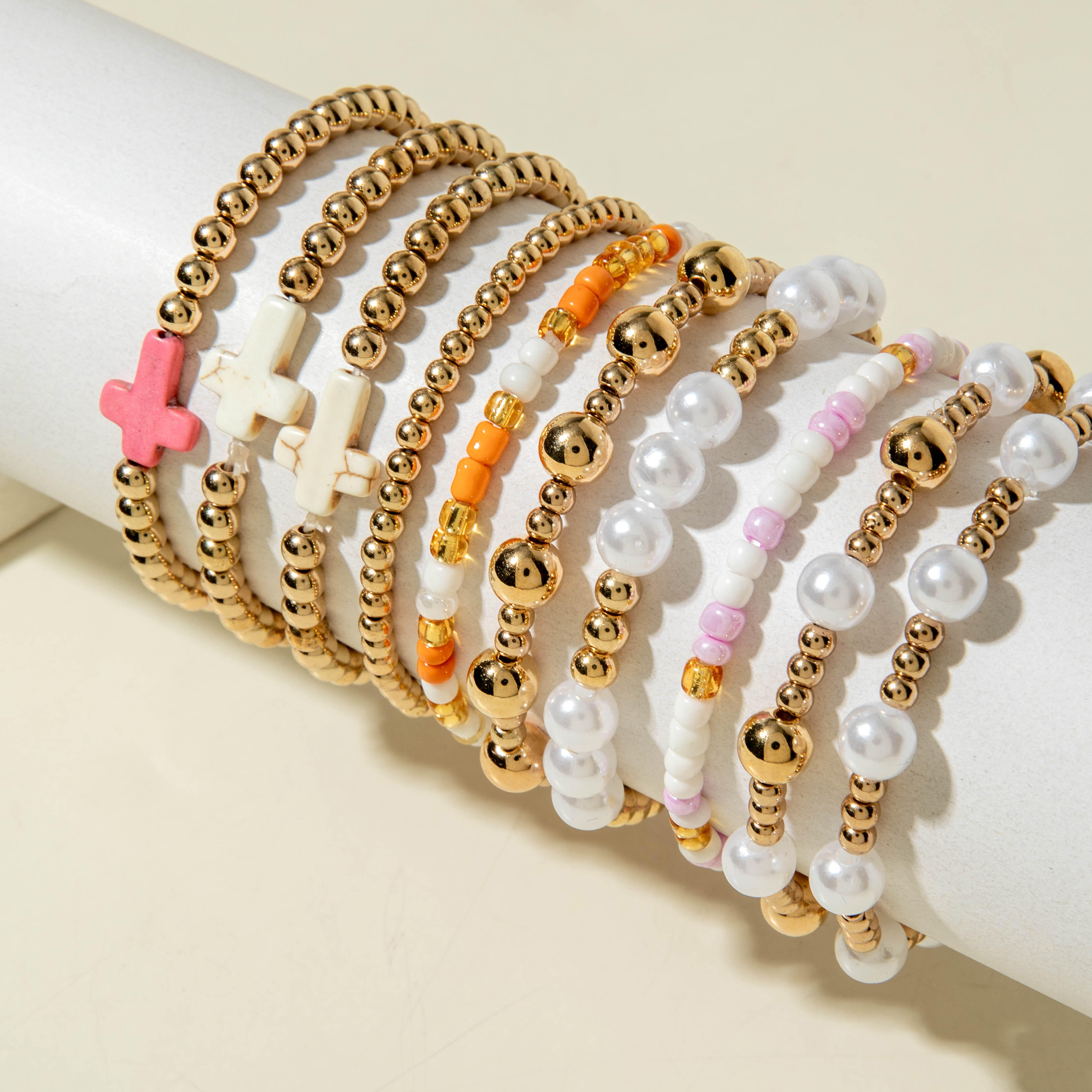 10pc Unique Retro Cross Pendant Bracelet Set for Women