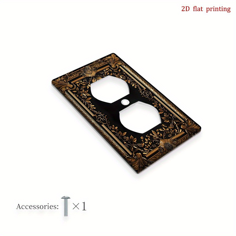 TEMU 1pc [Impression Plate 2D] Cache-Interrupteur Décoratif avec Cadre Doré et Motif Floral, Pas de Câblage , Idéal pour la Décoration de , et de