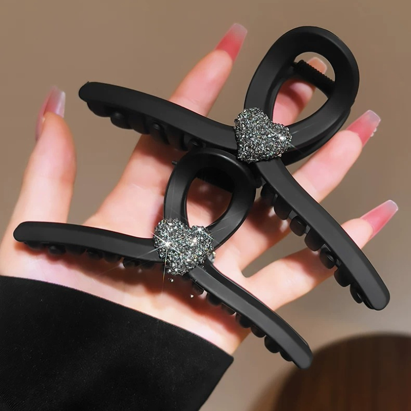 TEMU 2 pinces à cheveux, une grande et une petite, grande pince à cheveux avec strass pour femmes avec de cheveux, chignon à l'arrière de , pinces à