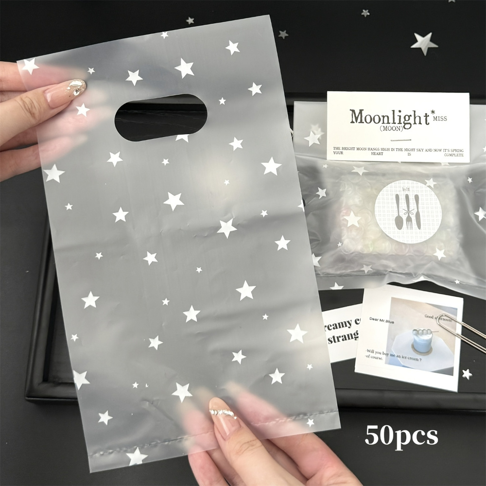 TEMU Bolsa de empaque con de estrellas, 50 piezas/bolsa, para joyería DIY, para empaque de regalos de joyería