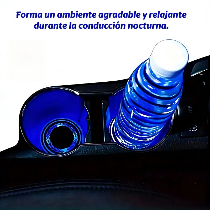 Image of Round Led Cup Holder Lights For Car, Usb Rechargeable, Dark Gray, Interior Atmosphere Lighting Car Accessories