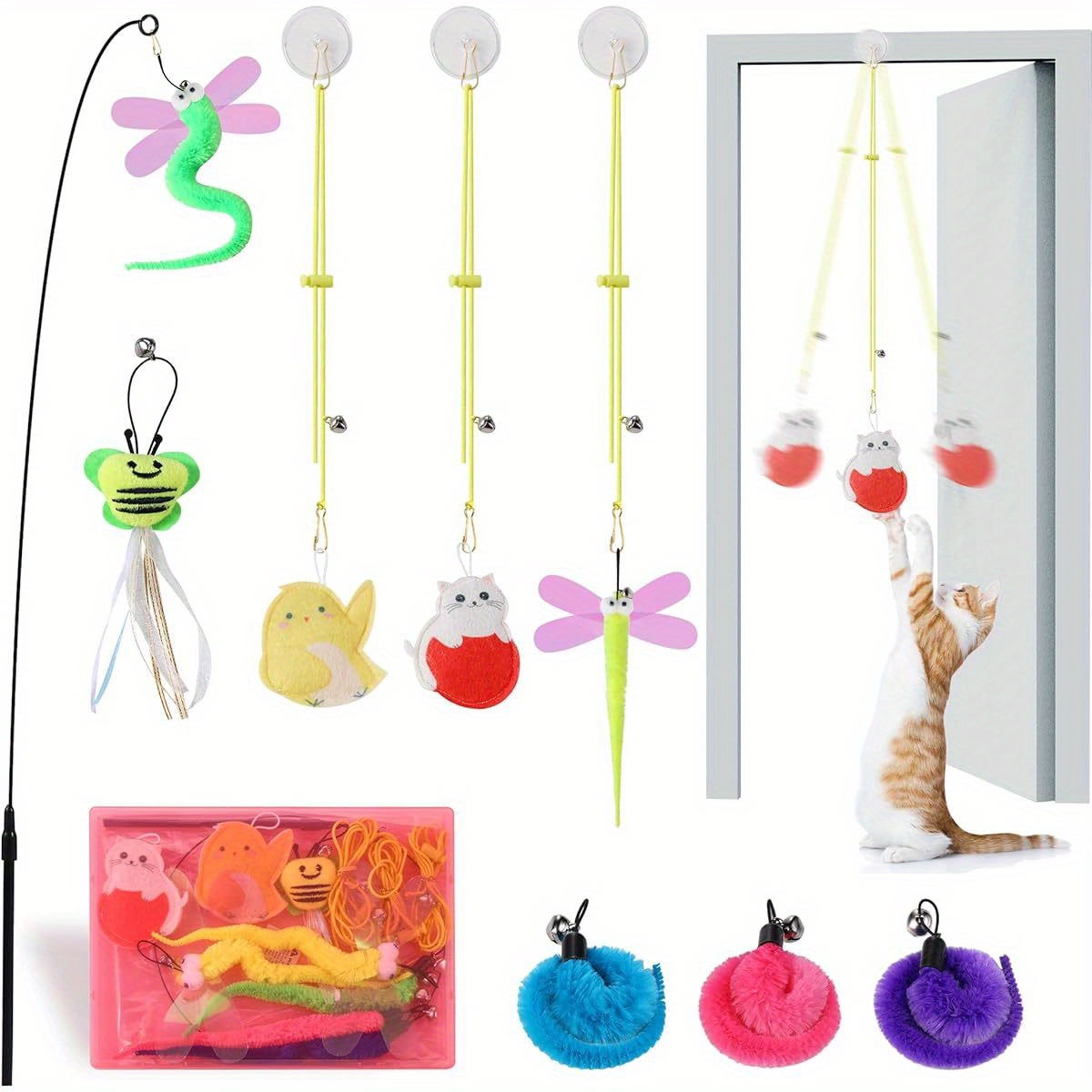 Cat Toy DLAND Cat Wand Toy Refill - 20pcs Universal Feather & Streamer Replacement For Feather Wand