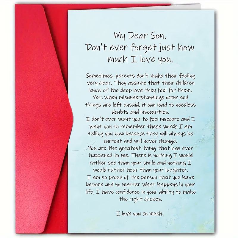 

Message, Son - Elegant Card With Envelope, Birthdays & , Your '