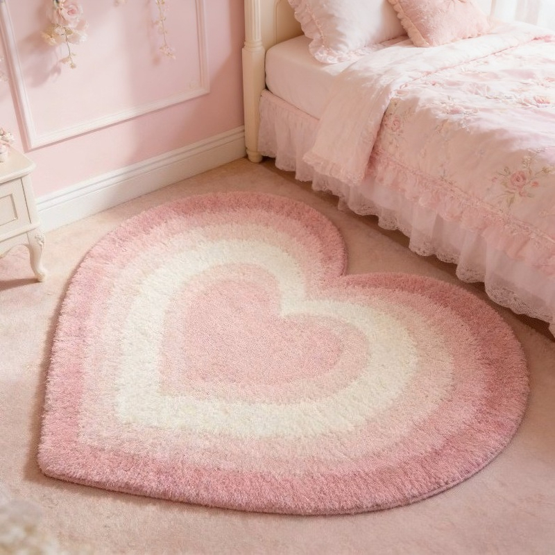 TEMU Luxury Plush Carpet Suitable For, Bedroom & Entryway - Gradient Heart-shaped Irregular Rug, Soft Machine-washable Mat Suitable For Coffee Table,
