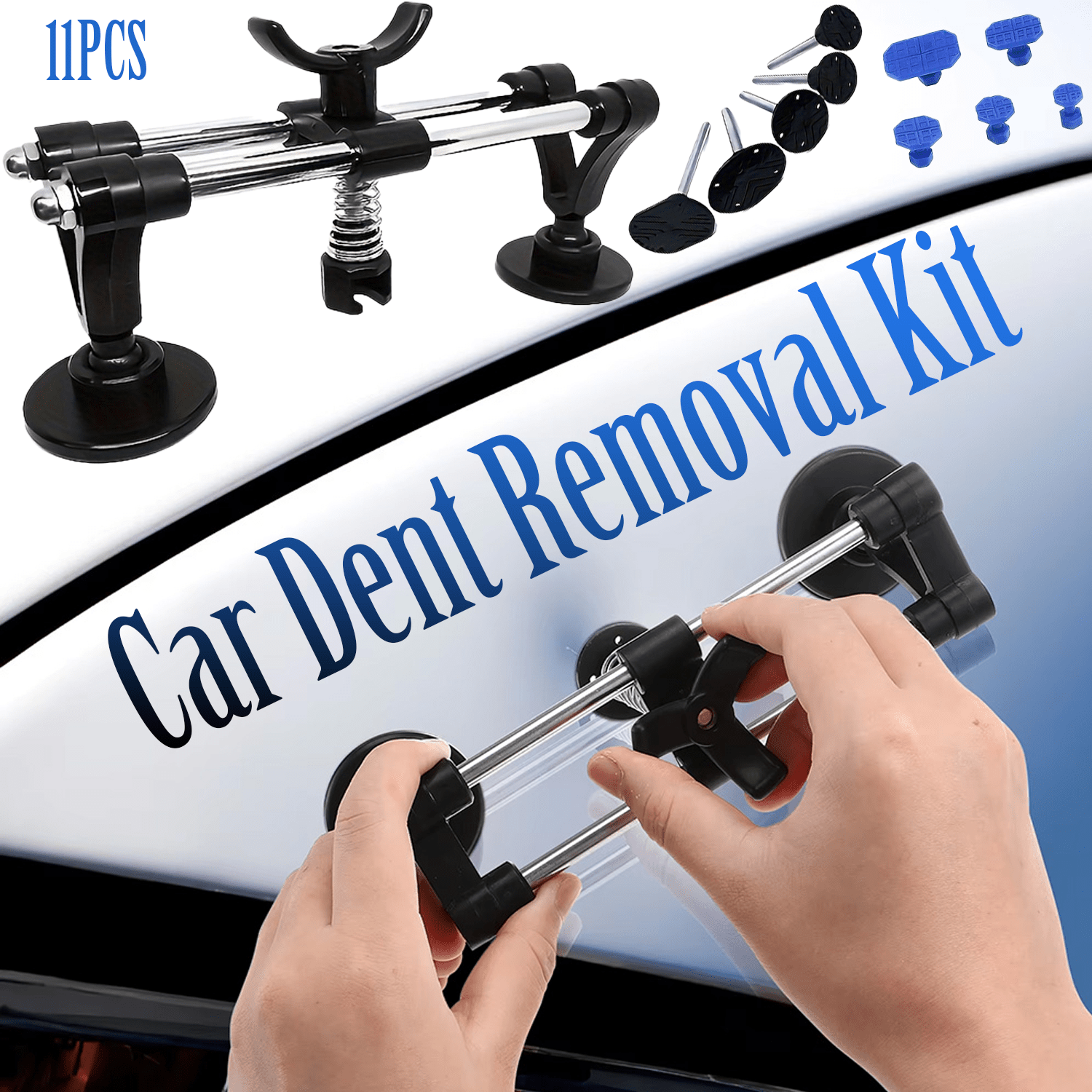 TEMU 11pcs Set For Removing Dents From Cars, Featuring Dent Puller And A Multifunctional Double Pole Tool Designed For Auto Dent Repair