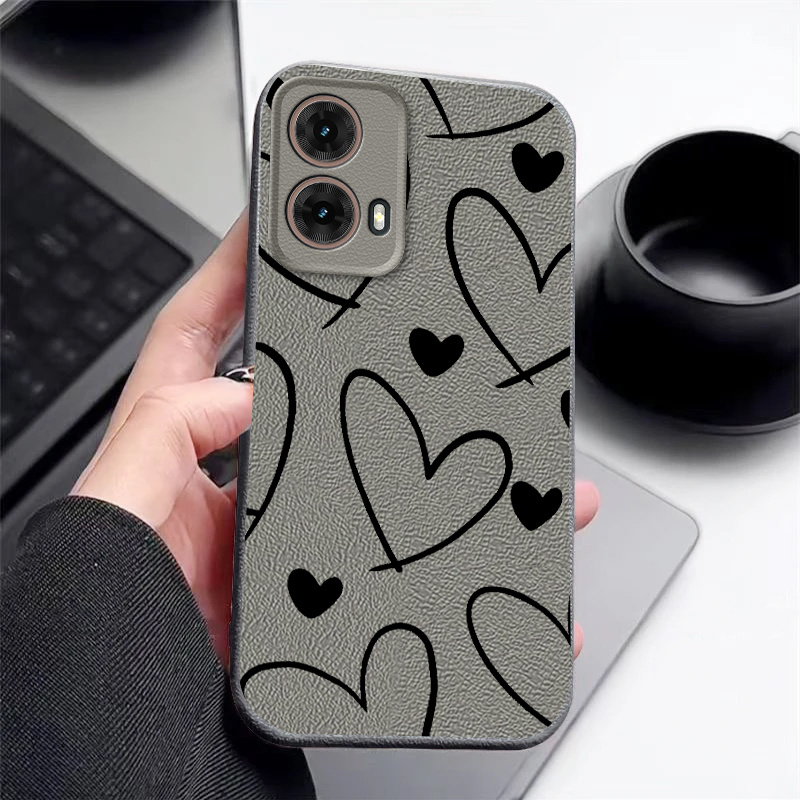 TEMU Phone Case - Phone Case For Moto G05/g15/g34/g35/g54/g75/g84/g85/g Play 2025 5g Faux Leather Texture, Shockproof Soft Case With Full Edge