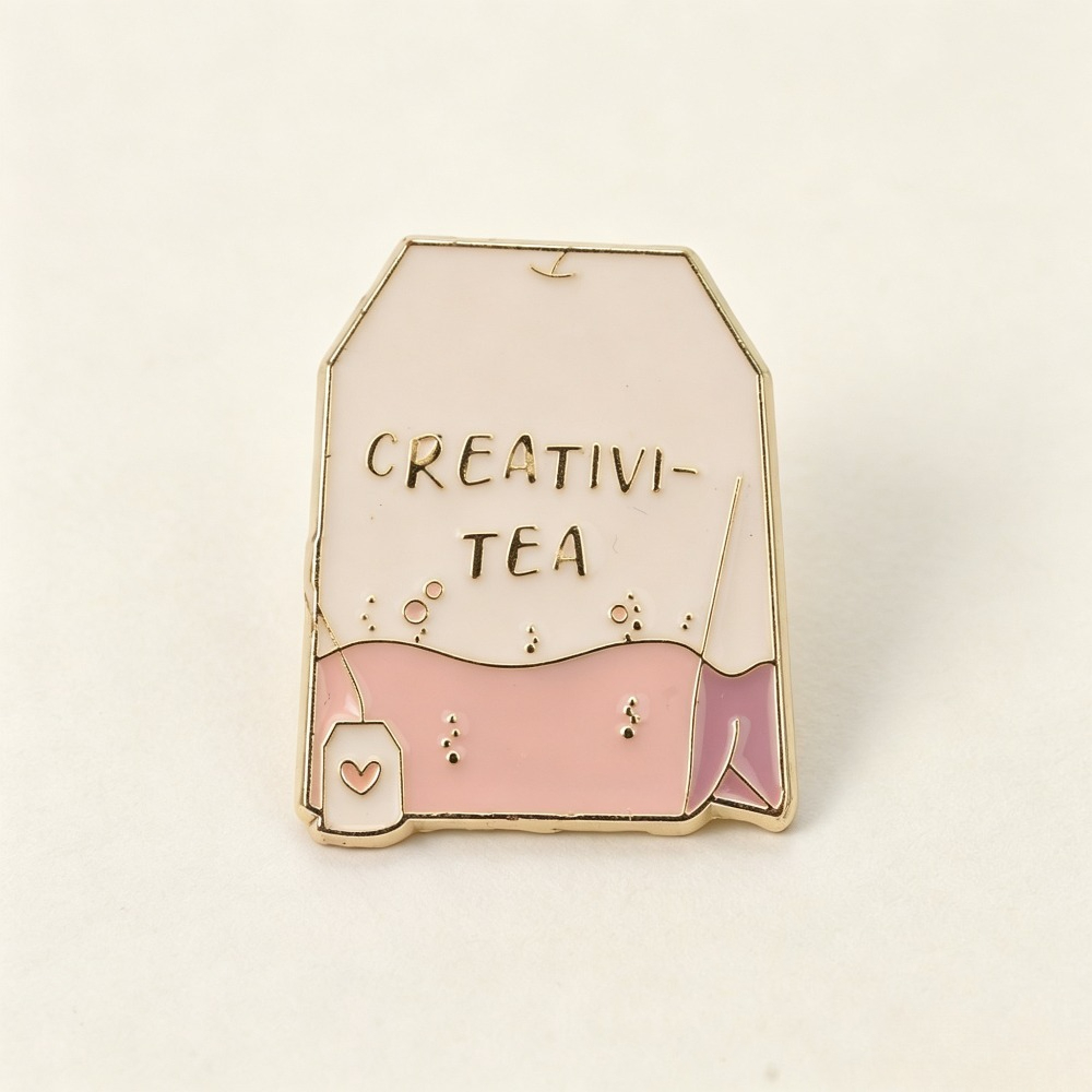 TEMU Cute Creative Bag Enamel Badge Slogan Letter Metal Badge Soft Pastel Color Beverage Themed Decor Accessory For Backpack Jacket Hat Clothing