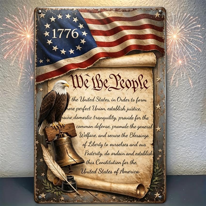 TEMU 2d Flat, 4th Of American/usa Day 2d Flat, 4th Of American/usa Day Vintage Iron Sign 1776 American Flag Metal Wall Art Decor For Home Office
