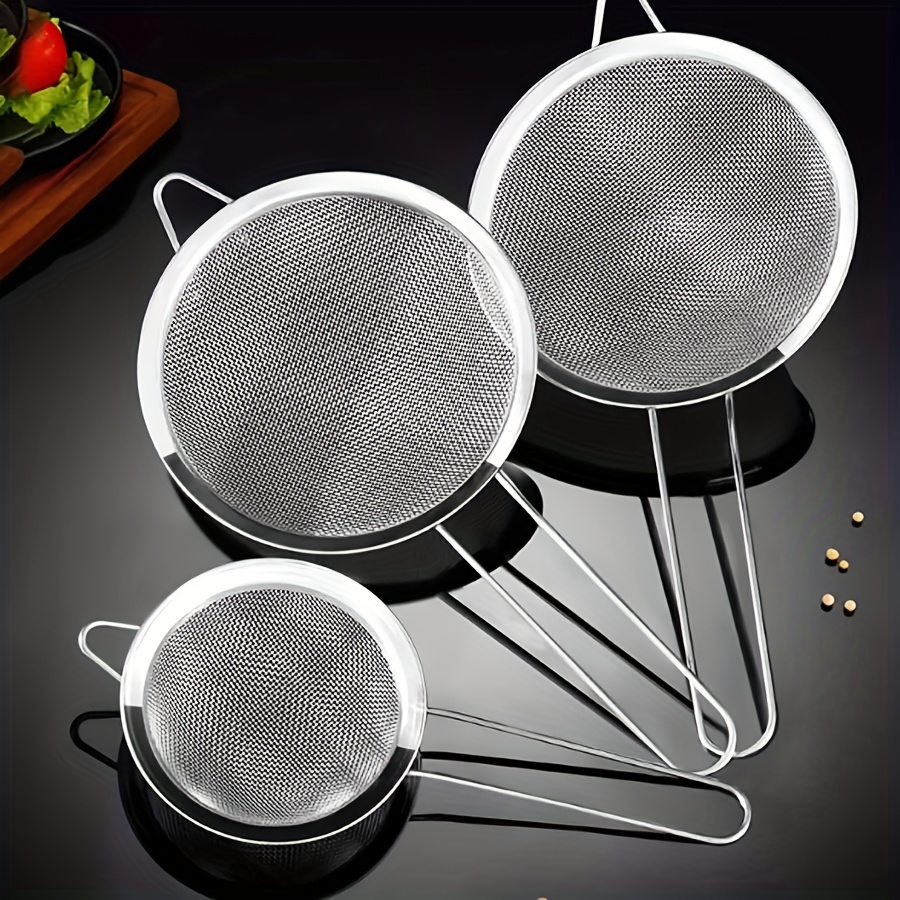 TEMU 3pcs Stainless Steel Ladle Set- Flour Strainer Ladle, Strainer