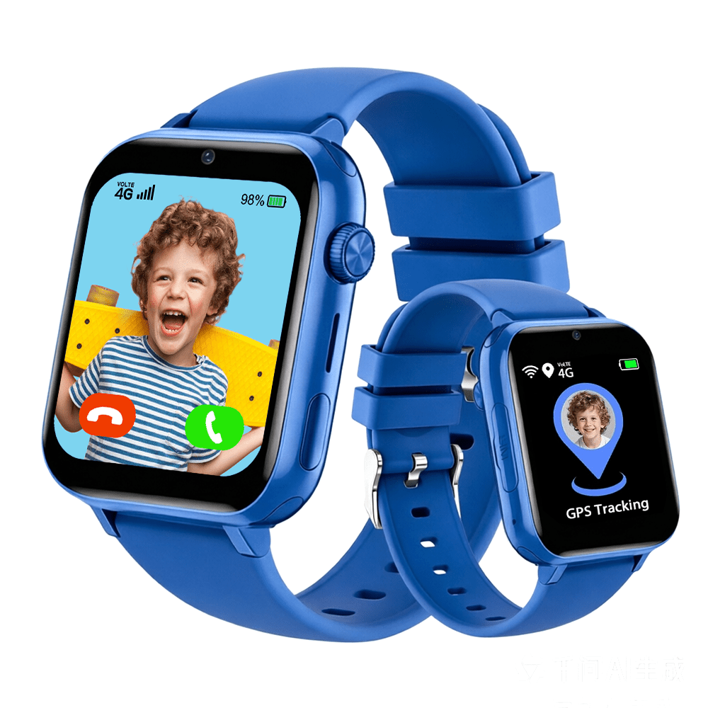 Smartwatch, 4G Telefoonhorloge voor Basisschool- en Middelbare Schoolstudenten, SIM-kaart Plug-In, Tweeweg Video Bellen, SOS Noodoproep, Stappenteller, GPS Locatie Smartwatch
