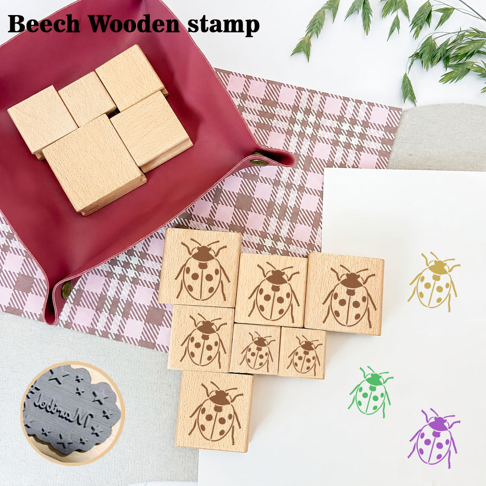 Vintage Cute Chubby Ladybug Wood Rubber Stamp for DIY Crafting