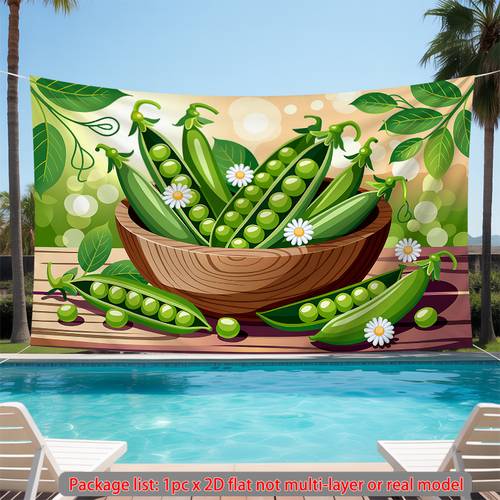 item picture 2d flat 2d flat banner 1pc in wooden bowl healthy vegetables summer garden wall background cloth suitable for home offices indoor and outdoor decoration 2d flat