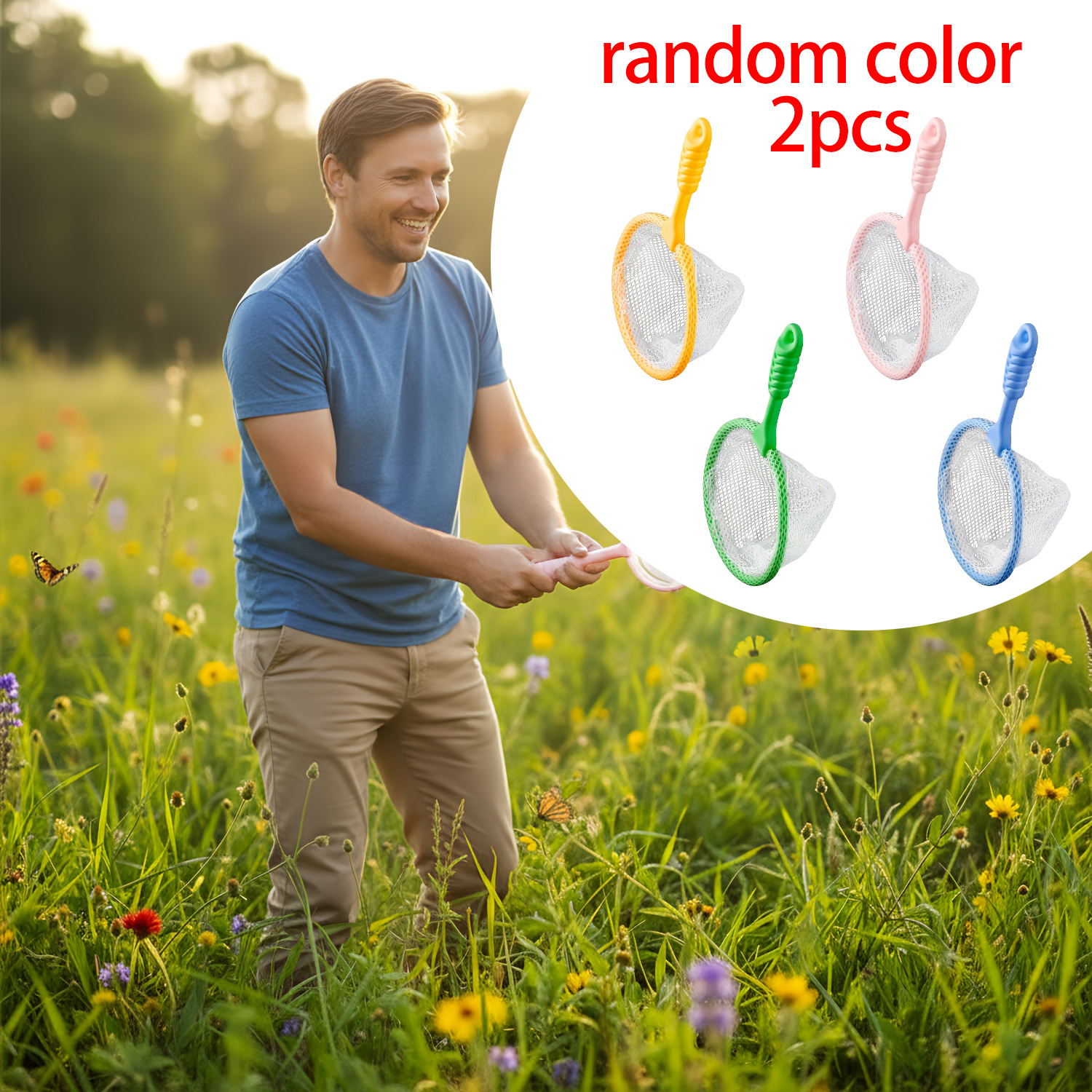 Image of Random Color 2pcs Vibrant And Lightweight, Perfect For And Fountains, Includes Pond Scoops, Ideal For Backyard Fun, Outdoor Camping, And Catching Insects