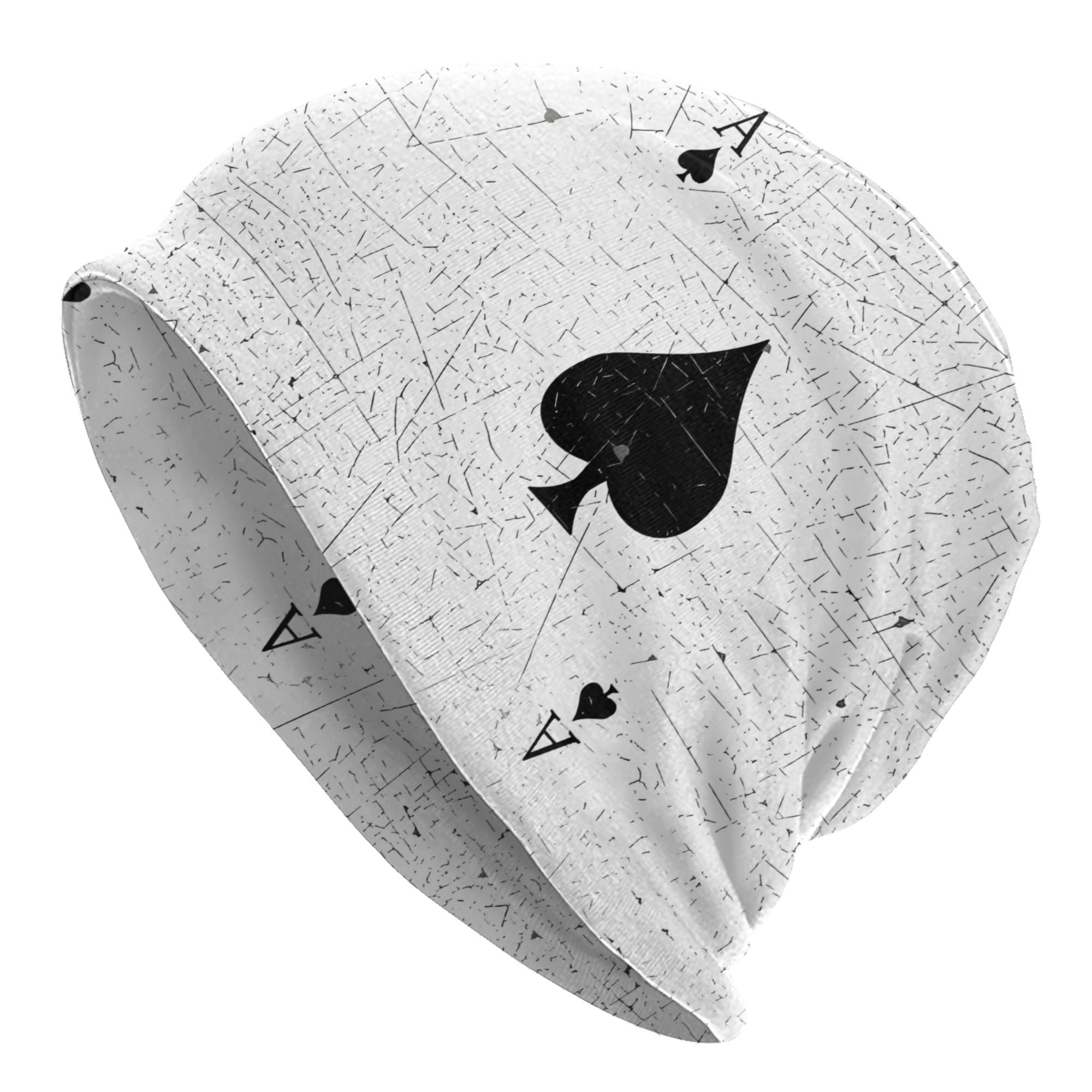 TEMU 2d Print Design Poker Card Game Skull Unisex Hip Hop Beanie Hat