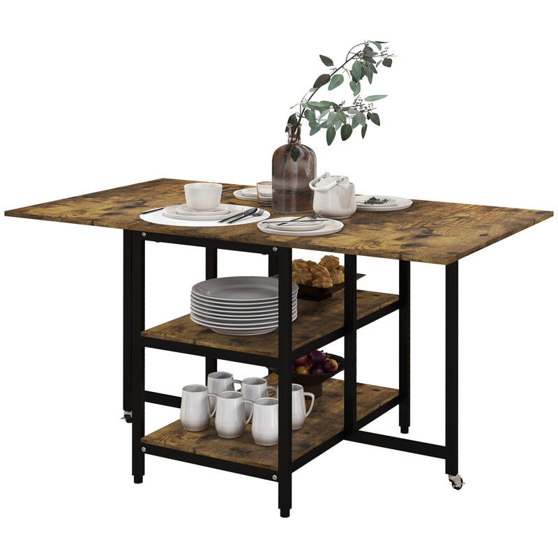 TEMU Folding Dining Table With An Industrial Style, Measuring 140 Cm By 80 Cm By 75 Cm, In Brown And Black Colors