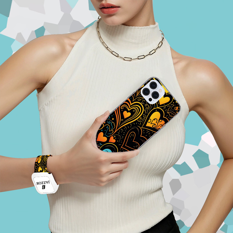 Heart-Shaped Love Pattern Phone Case and Watch Band Combo Gift