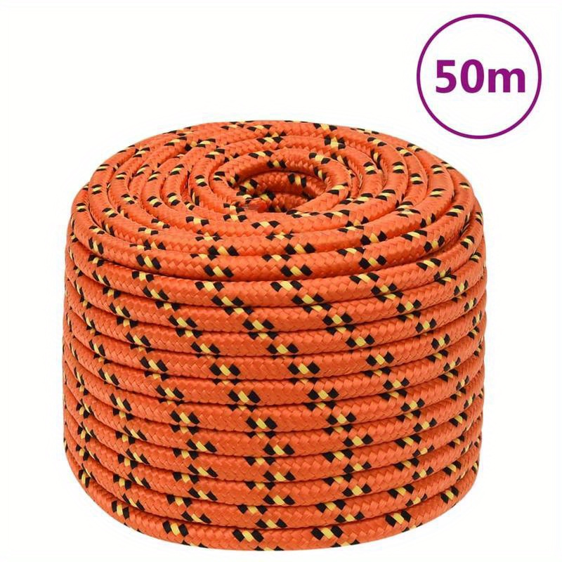 TEMU Robustes 12mm Oranges Polypropylen Bootseil - 50m, Ideal zum Anlegen & Verankern, für Segeln, Kajakfahren, Angeln & Camping