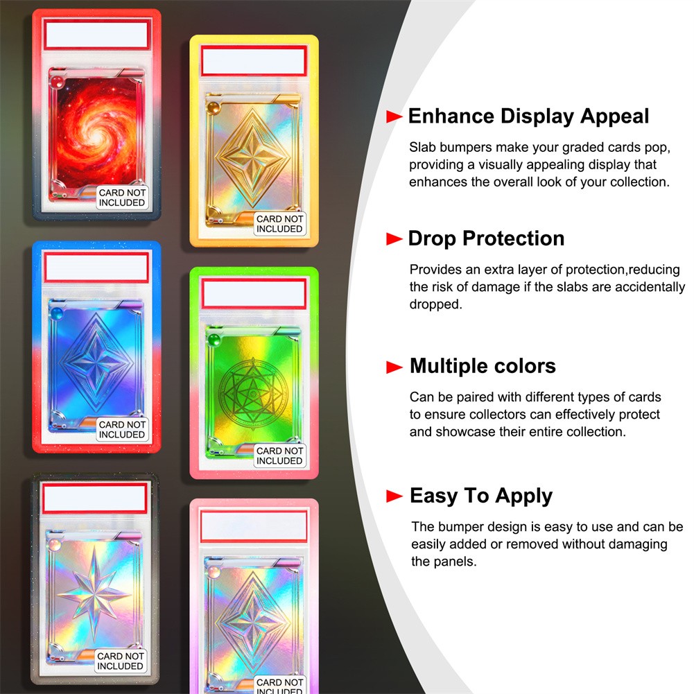 1pc Hard TPU Bumper Guard Slab Case Compatible for PSA Graded Cards, Suitable for Trading Card Protective Cover with Shockproof Edge Protection, Slab Edge for PSA Holders, Collector' Trading Card Protection