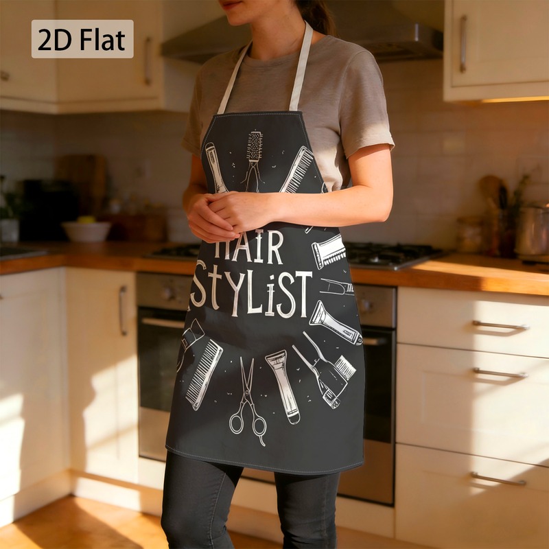 2d flat 1pc apron salon   stylist graphic chef apron funny barber tools   print decorative bib chef apron unisex 68x55cm 27x22in durable fade resistant comfortable easy clean for kitchen cooking bbq grilling baking party 2d flat