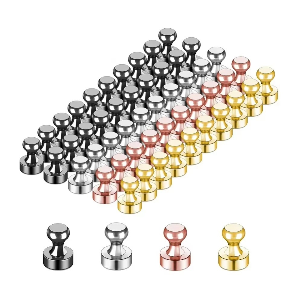 

12/20/40pcs Stainless Steel Super Neodymium Magnetic Pushpins Sucker Fridge Magnets Push Pin, Whiteboard, For Refrigerator