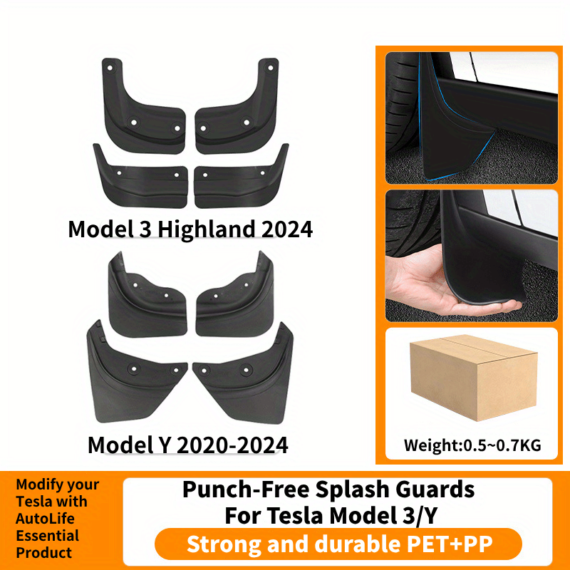 

For Tesla 3/y Guards, Tpe Fender Protectors, No-drill Armor, 3 , Car Mudguard, Pet , Product